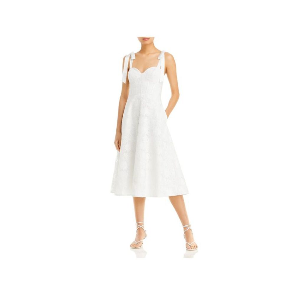 AIDAN AIDAN MATTOX Womens Ivory Corset Adjustable Tie Straps Lin Dress 4